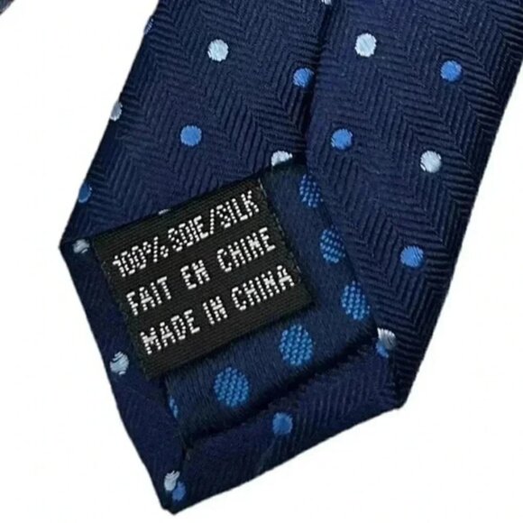 Perry Ellis Premium Silk Tie Blue Polka Dot Print - Picture 7 of 7
